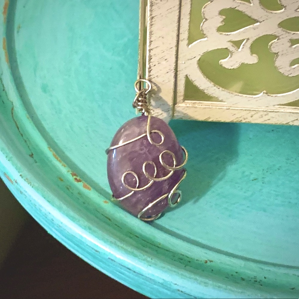 💕Amethyst and silver wire wrapped pendant